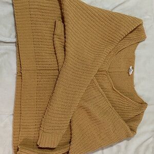 Full Tilt Mustard V-Neck Sweater